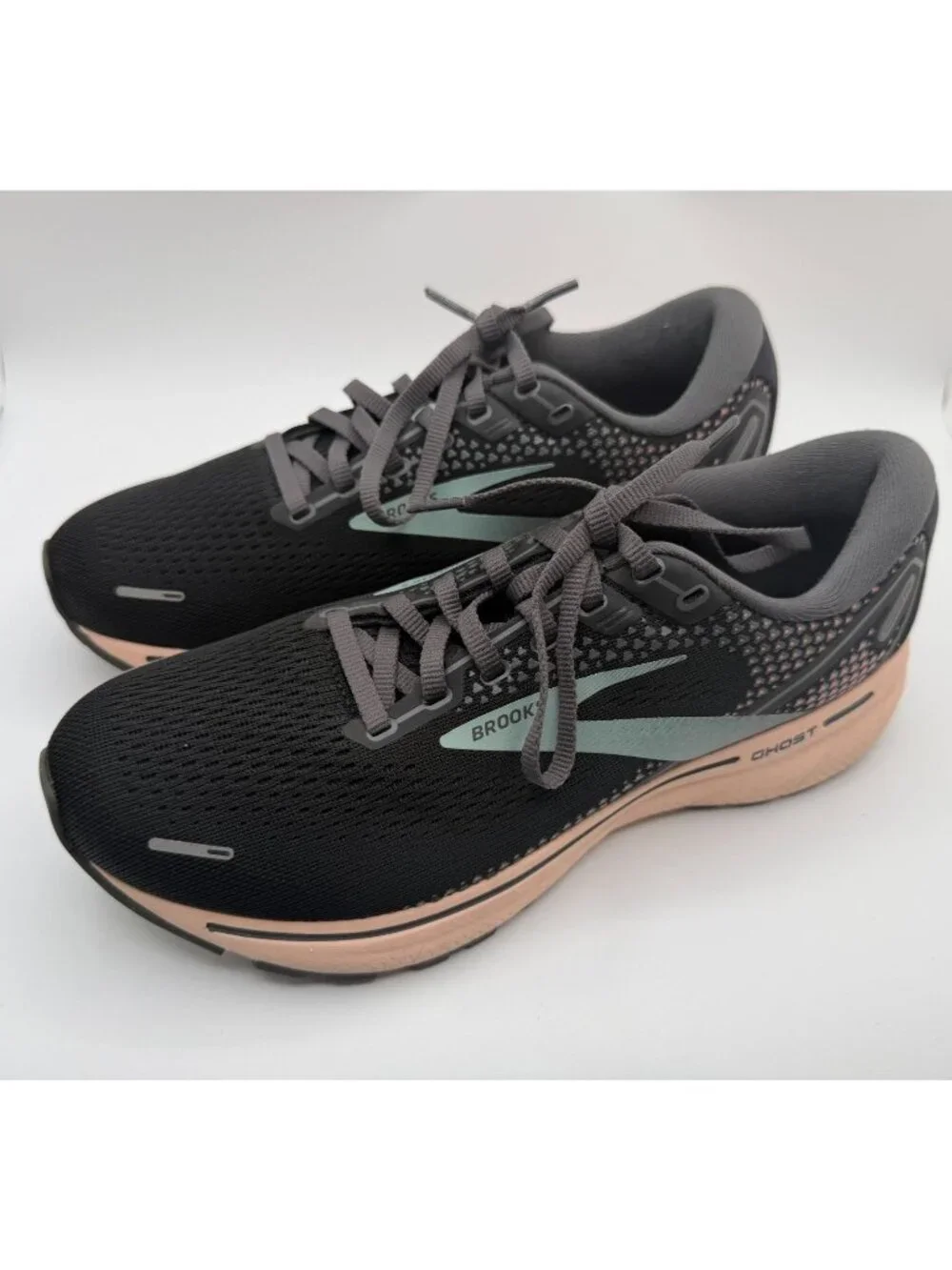 Brooks Ghost 14 Running Sneakers Womens Size 9M Black/Pearl/Peach Low Top Shoes